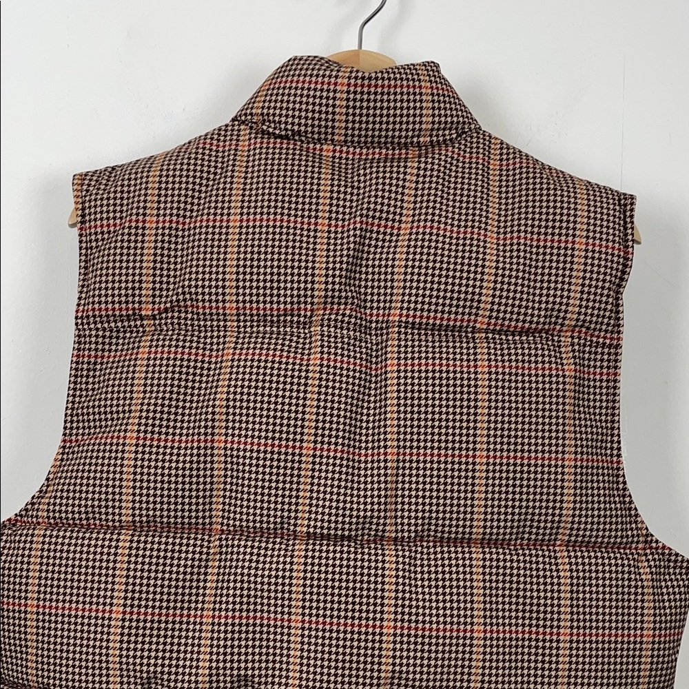 GoodFellow & Co 4 Pocket Zip Snap Men's M Brown Cream Checkered Plaid Vest - Picture 7 of 9
